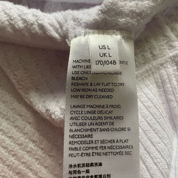 We the Free Top White Raw Hem Waffle Knit Womens Size Large - Picture 9 of 9